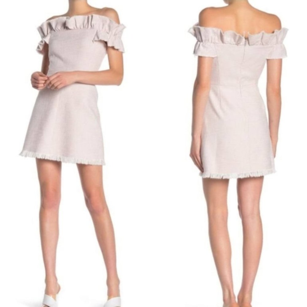 Rebecca Taylor Light Pink Off-Shoulder Ruffle Mini Dress